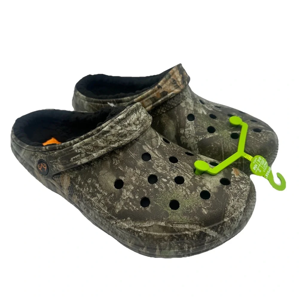 Crocs Realtree APX Classic Clogs Mens 9 Womens 11 Green Camo Lined Slip On Shoes